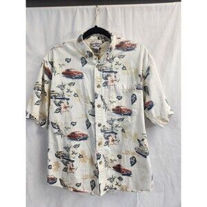 Boca Classics Mens Size Medium Hawaiian Classic Cars Palm Tree Button Up